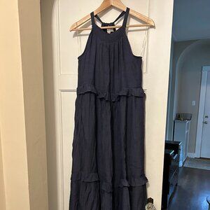NWOT Maternity navy tiered maxi dress